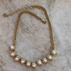 Pearl and Gold Tone Fashion Necklace